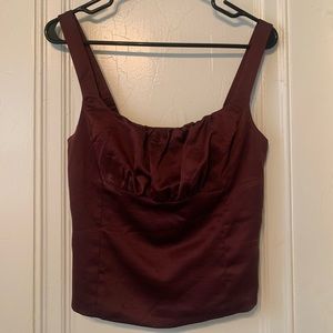 Satin ruched tank top
